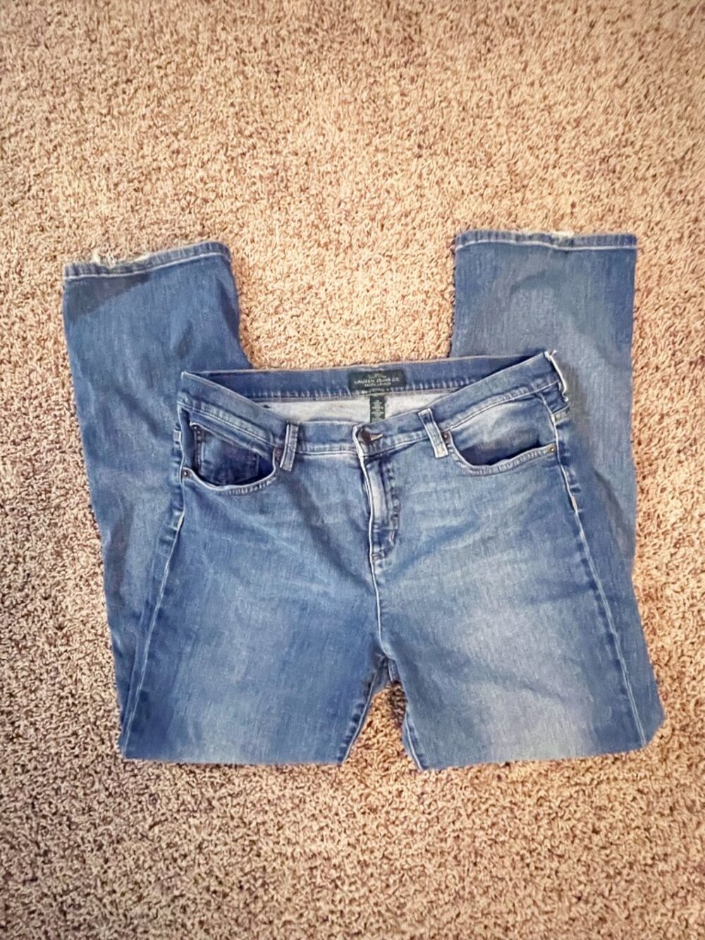 Lauren Ralph Lauren LRL Classic Straight Jeans Women Size 14 Medium Wash Stretch - Picture 5 of 11